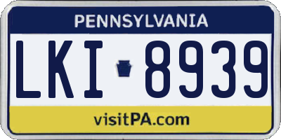 PA license plate LKI8939
