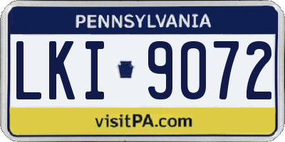 PA license plate LKI9072