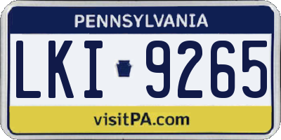 PA license plate LKI9265