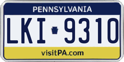 PA license plate LKI9310