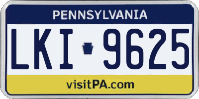 PA license plate LKI9625