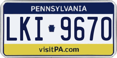 PA license plate LKI9670