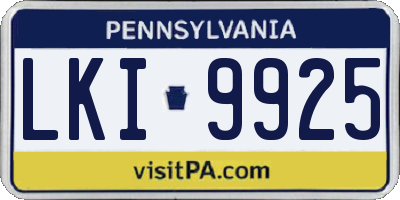 PA license plate LKI9925