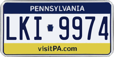 PA license plate LKI9974