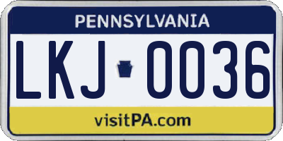 PA license plate LKJ0036