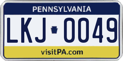 PA license plate LKJ0049