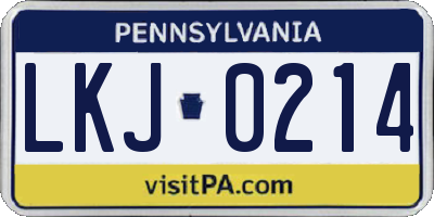 PA license plate LKJ0214