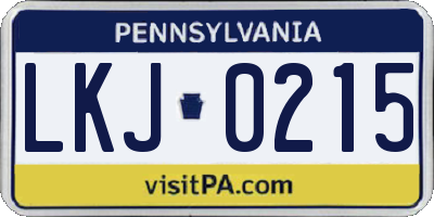 PA license plate LKJ0215