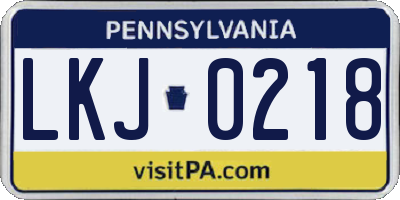 PA license plate LKJ0218
