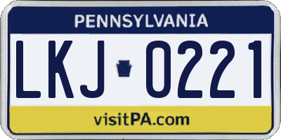 PA license plate LKJ0221