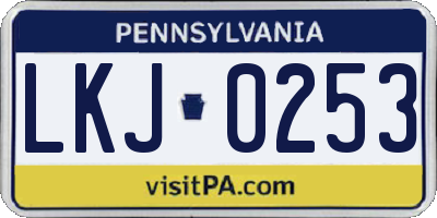 PA license plate LKJ0253