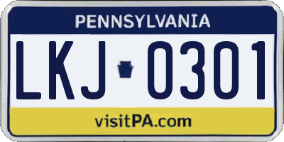 PA license plate LKJ0301