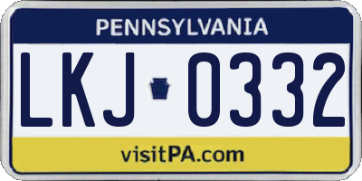 PA license plate LKJ0332