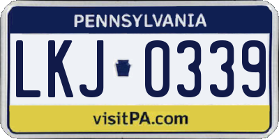 PA license plate LKJ0339