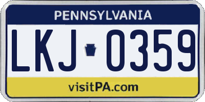 PA license plate LKJ0359