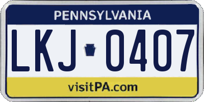 PA license plate LKJ0407