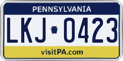 PA license plate LKJ0423