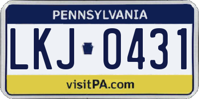 PA license plate LKJ0431