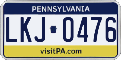 PA license plate LKJ0476