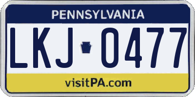 PA license plate LKJ0477