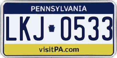 PA license plate LKJ0533