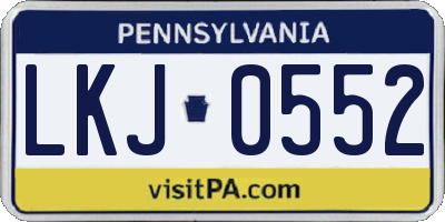 PA license plate LKJ0552