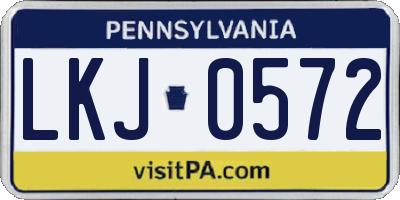 PA license plate LKJ0572