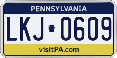 PA license plate LKJ0609