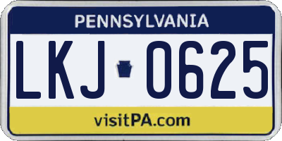 PA license plate LKJ0625