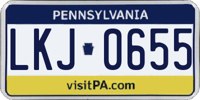 PA license plate LKJ0655