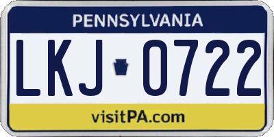 PA license plate LKJ0722