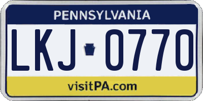 PA license plate LKJ0770