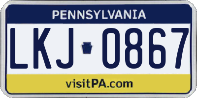 PA license plate LKJ0867