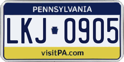PA license plate LKJ0905