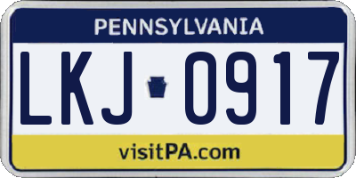PA license plate LKJ0917