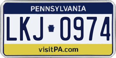 PA license plate LKJ0974