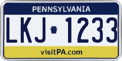 PA license plate LKJ1233
