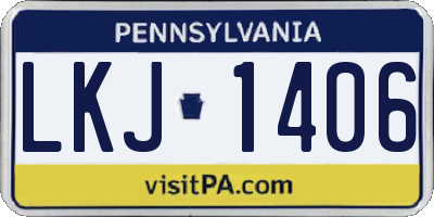 PA license plate LKJ1406