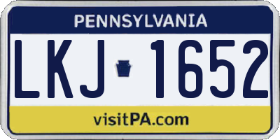 PA license plate LKJ1652