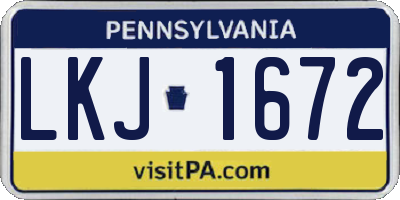 PA license plate LKJ1672