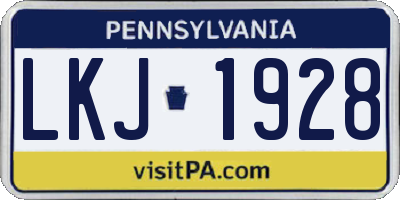 PA license plate LKJ1928