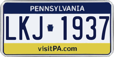 PA license plate LKJ1937
