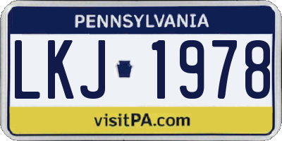 PA license plate LKJ1978