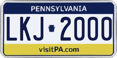 PA license plate LKJ2000