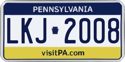 PA license plate LKJ2008