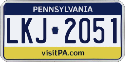 PA license plate LKJ2051