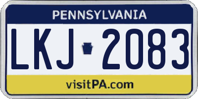 PA license plate LKJ2083