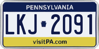 PA license plate LKJ2091