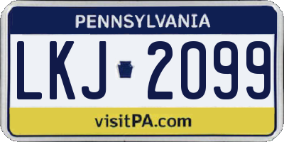 PA license plate LKJ2099