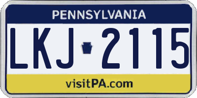 PA license plate LKJ2115